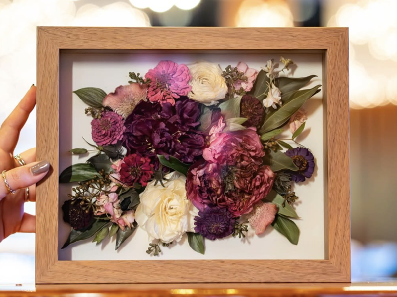 shadow box 4×3 event image flowers in a shadowbox