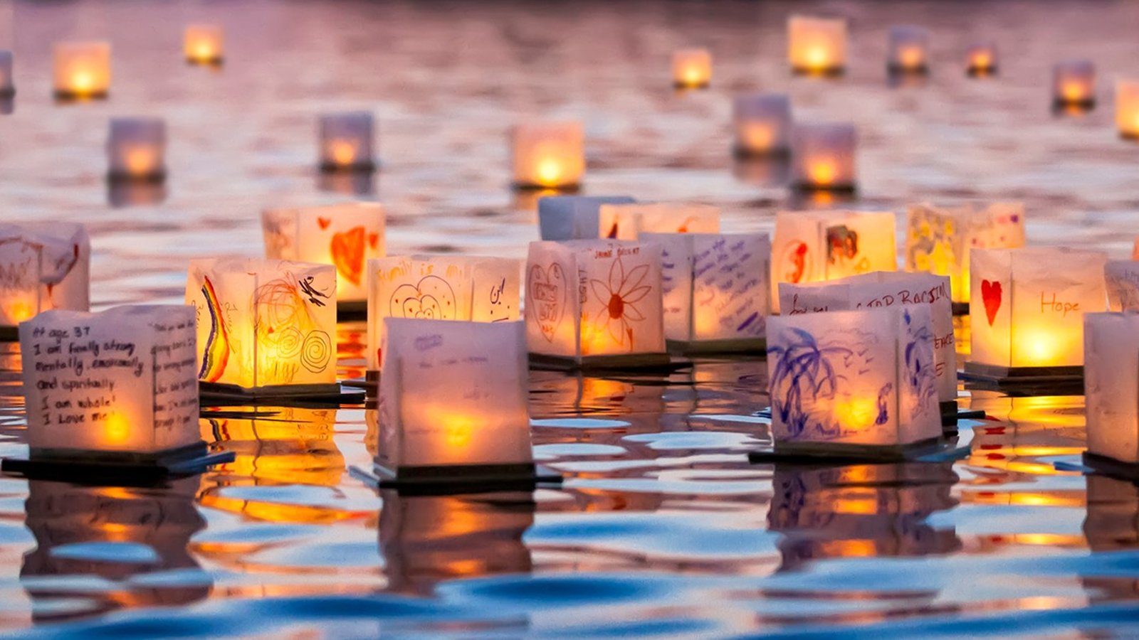 water lanterns in the water
