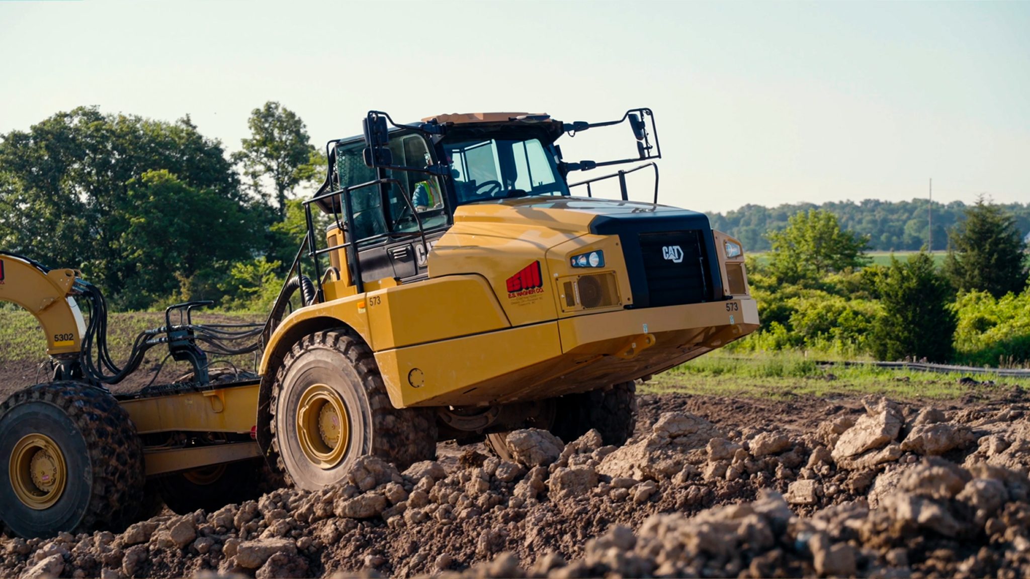 Caterpillar articulated haul truck working a site